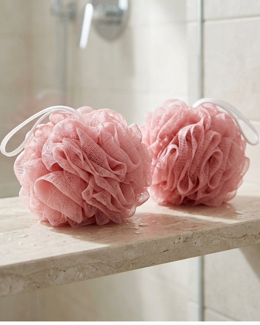 Pluom Soft Shower Sponge Pouf Rose Pink 2 Pack