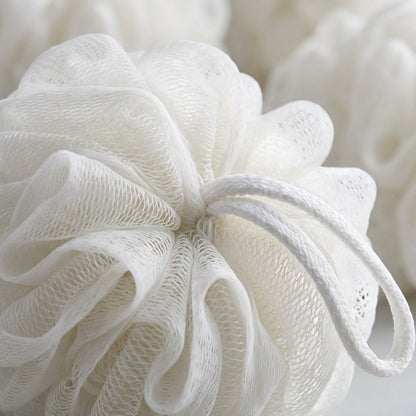 Pluom Mesh Shower Pouf Cloud White 4 Pack
