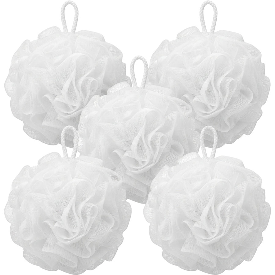 Pluom Mesh Shower Pouf Cloud White 4 Pack